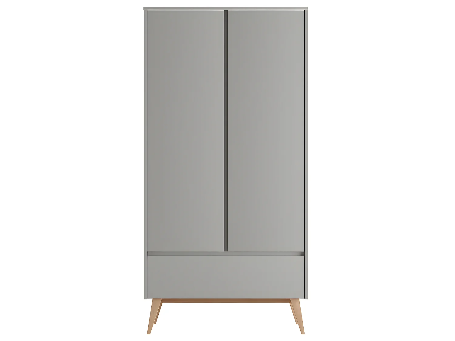 Lit évolutif 60x120 et armoire 2 portes Swing Gris et bois