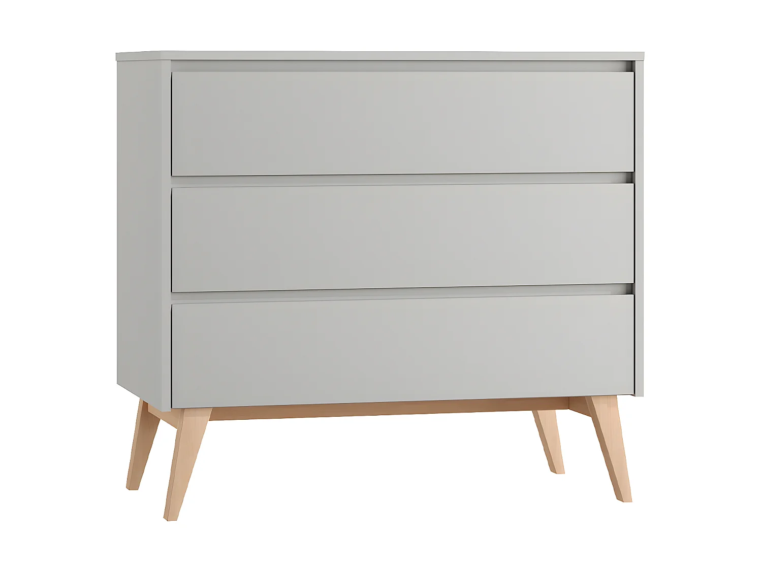 Lit évolutif 70x140 et commode 3 tiroirs Swing Gris et bois