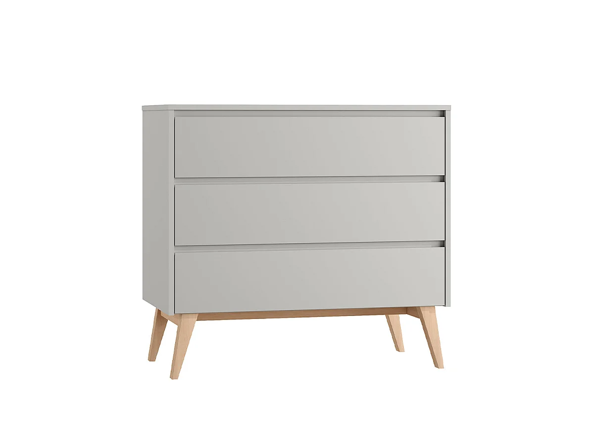 Lit évolutif 70x140 et commode 3 tiroirs Pinio Swing Gris et bois