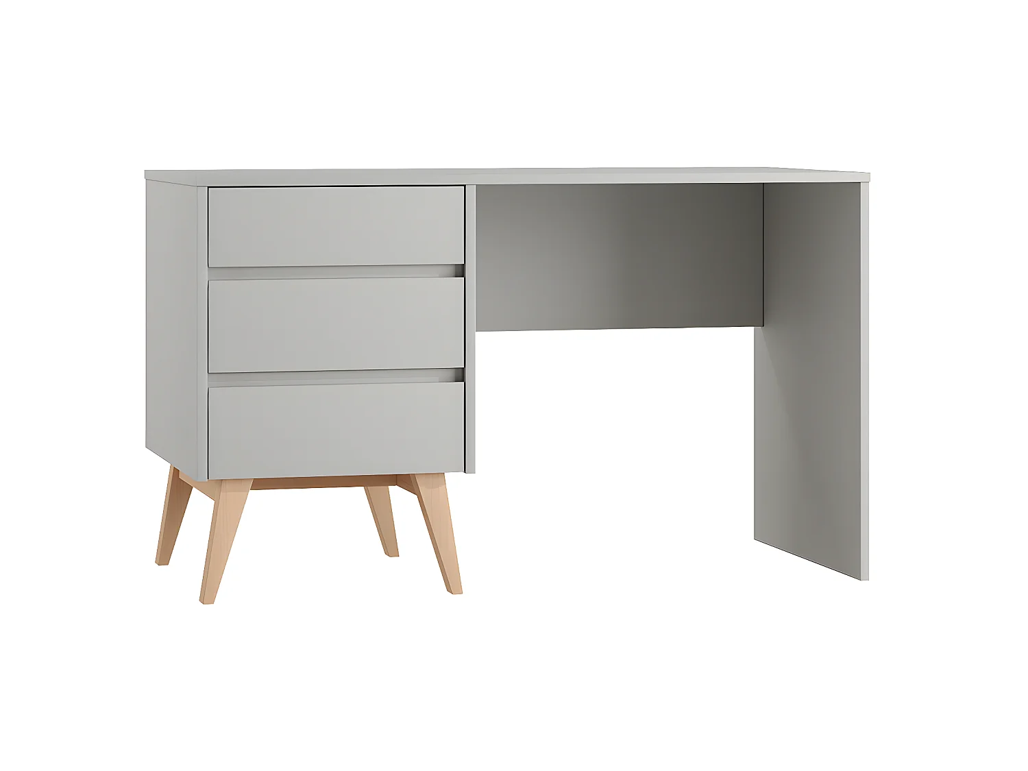 Bureau 3 tiroirs Swing Gris et bois