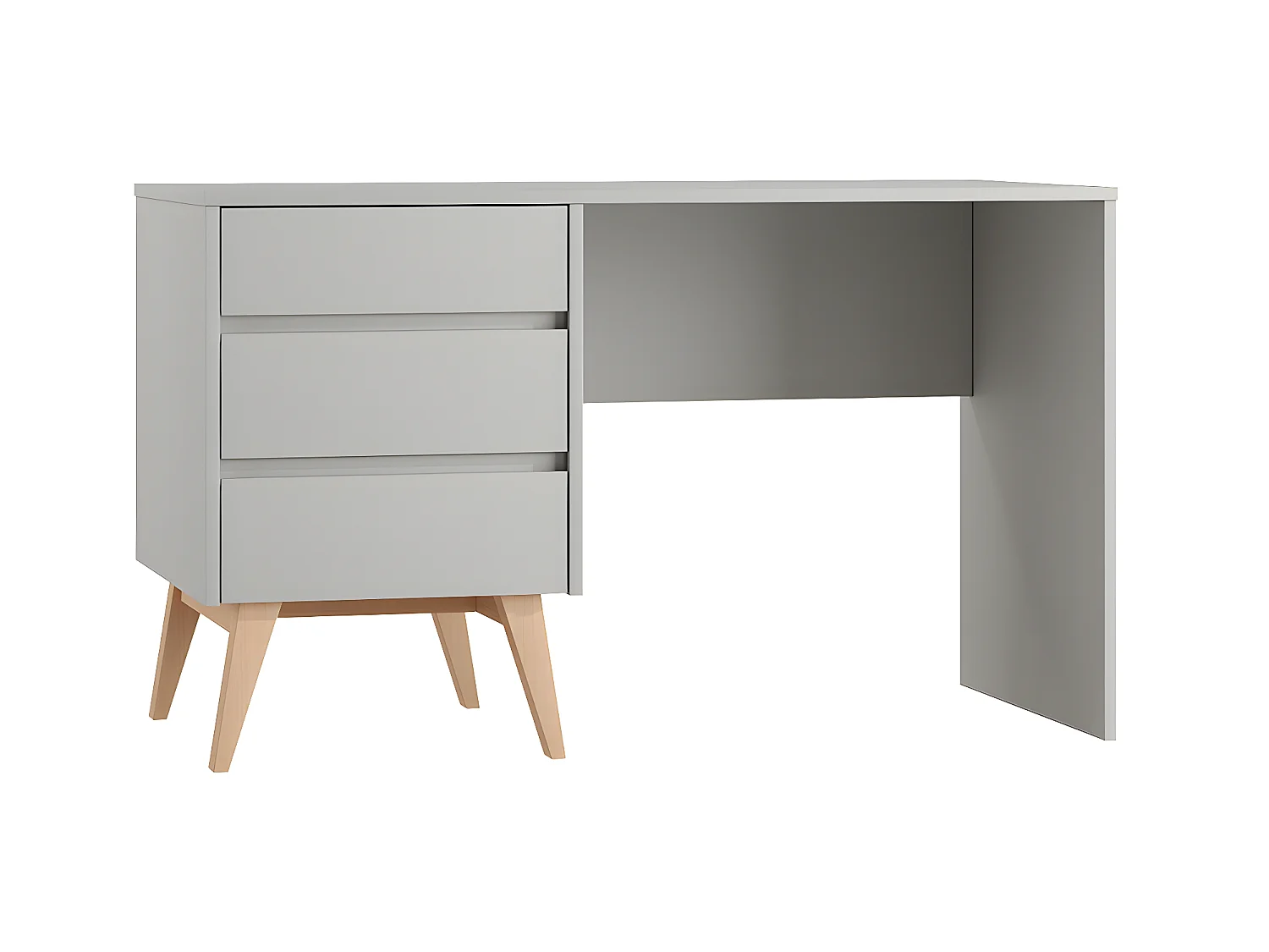 Bureau 3 tiroirs Swing Gris et bois