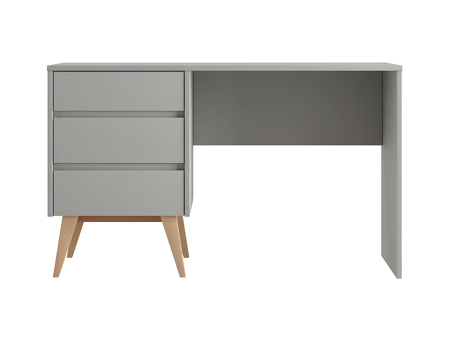 Bureau 3 tiroirs Swing Gris et bois