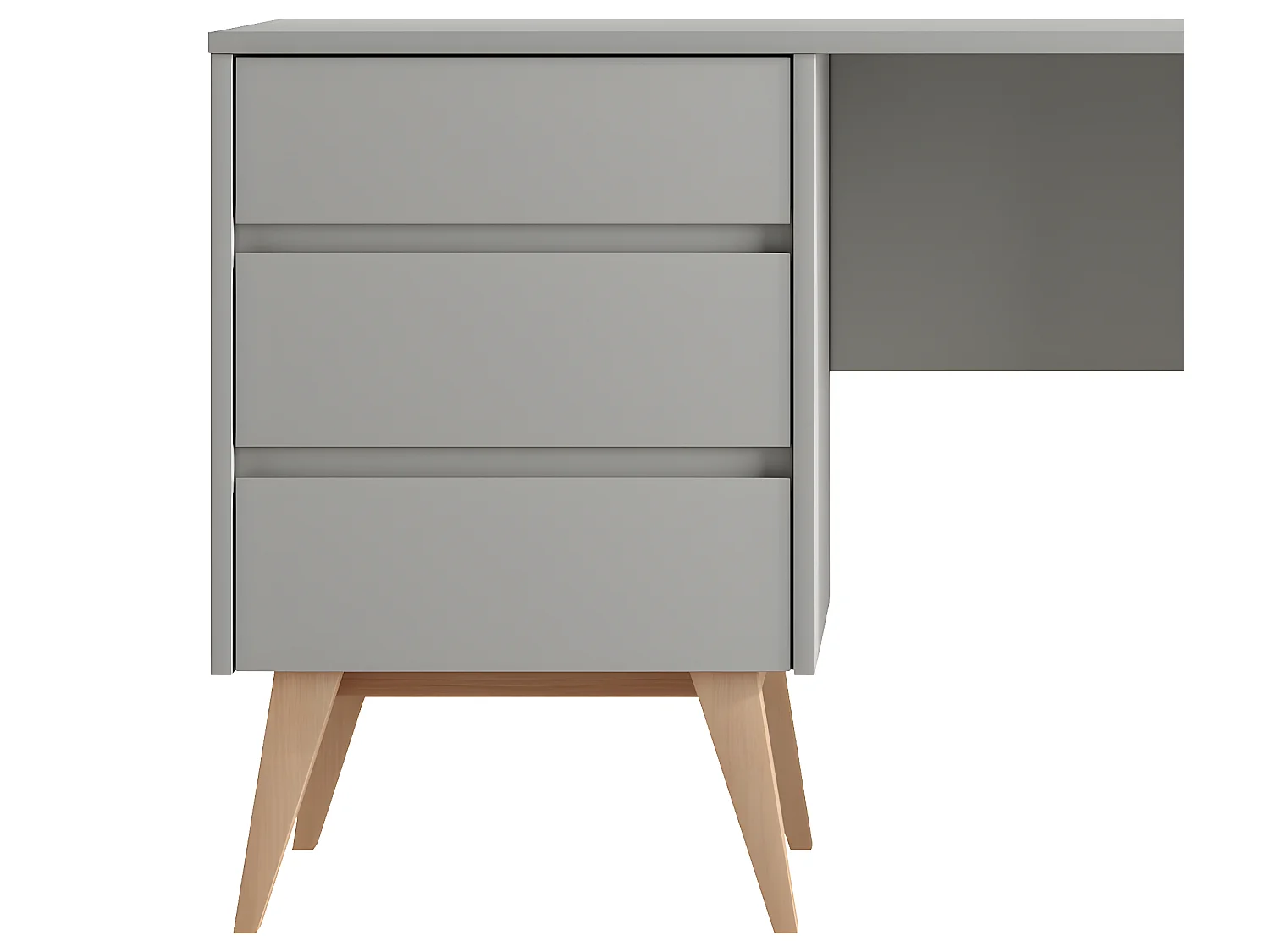 Bureau 3 tiroirs Swing Gris et bois