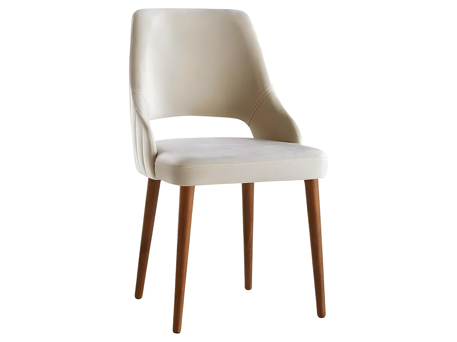 Lot de 4 chaises capitonnées Bemtal Velours Blanc crème et Bois clair