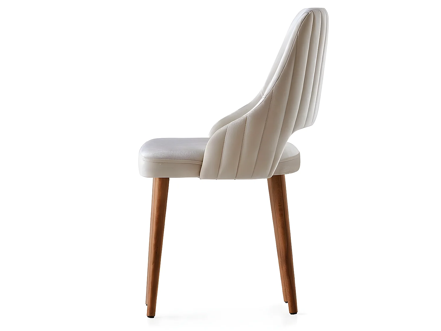 Lot de 4 chaises capitonnées Bemtal Velours Blanc crème et Bois clair