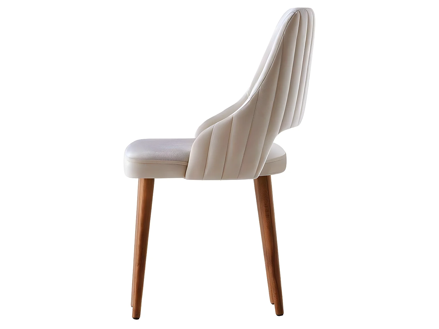 Lot de 4 chaises capitonnées Bemtal Velours Blanc crème et Bois clair