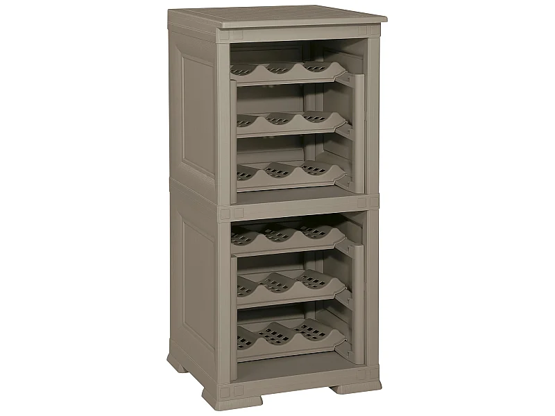 2 étagères de rangement modulables avec support pour 18 bouteilles wengé 240x42,5x85,5