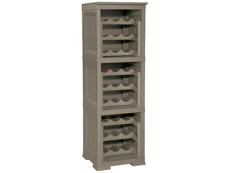 3 étagères de rangement modulables avec tablette pour 27 bouteilles wengé 240x42,5x125