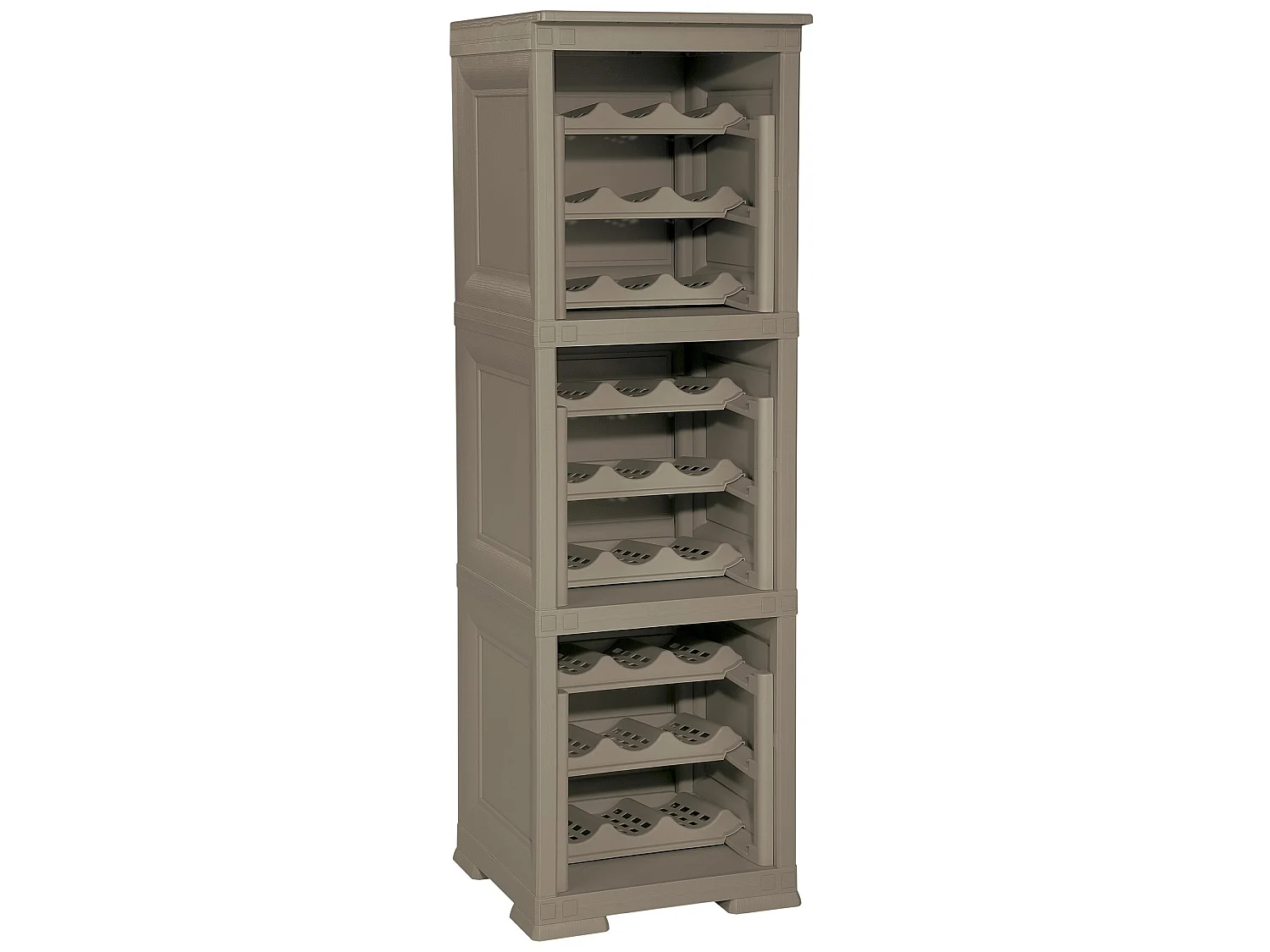 3 étagères de rangement modulables avec tablette pour 27 bouteilles wengé 240x42,5x125