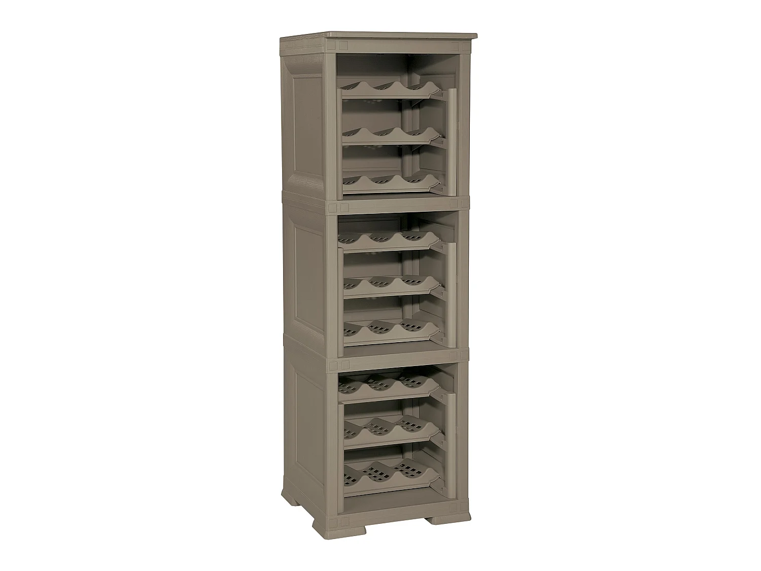 3 étagères de rangement modulables avec tablette pour 27 bouteilles wengé 240x42,5x125