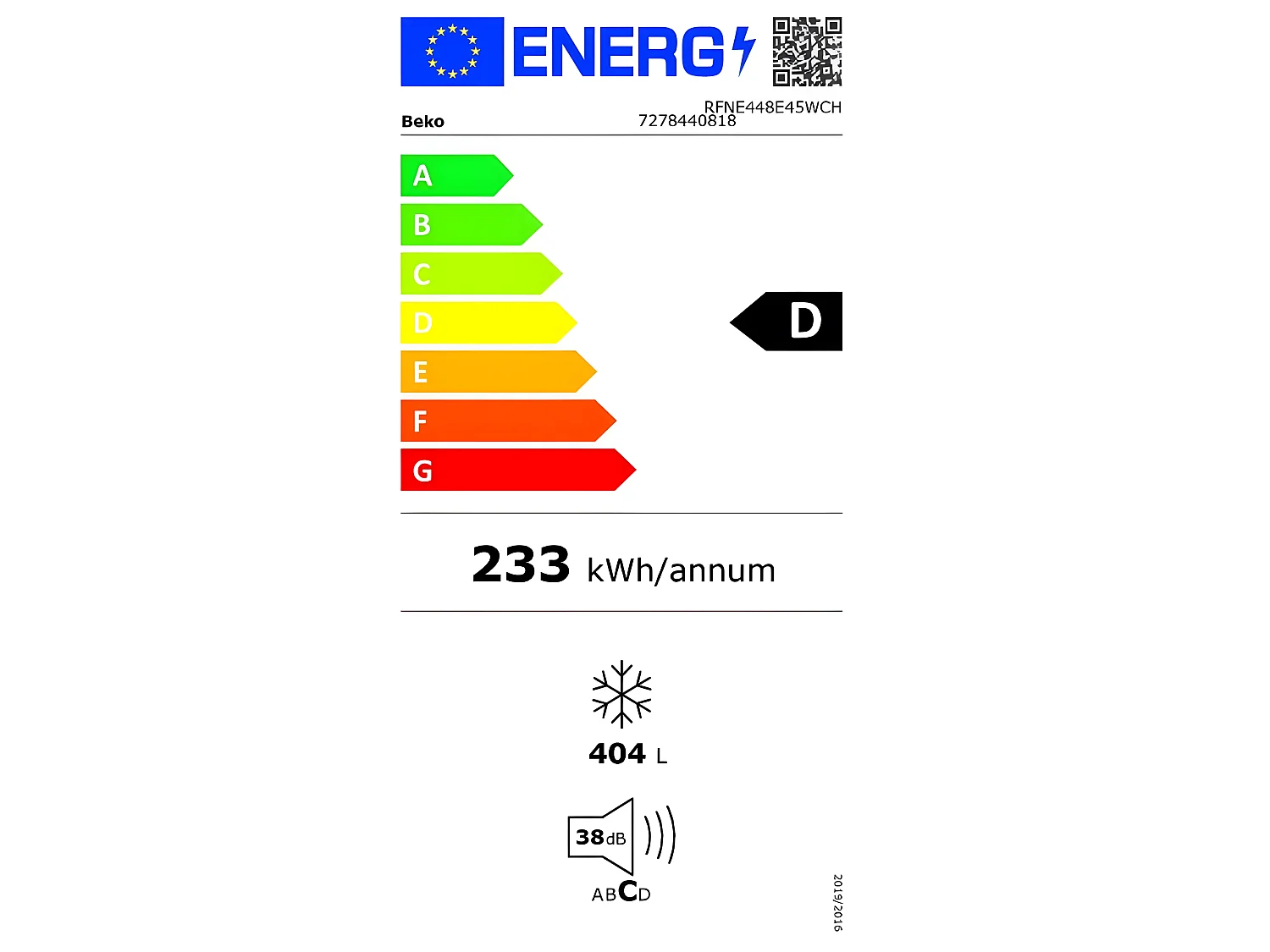 Beko Congélateur armoire 70cm 4045l nofrost, bpro 700, blanc - RFNE448E45W