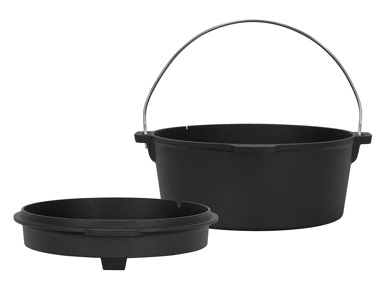 Juego de horno holandés BBQ de 4,2 L de hierro fundido negro con levantador de tapa y salvamanteles para barbacoa#BOSS