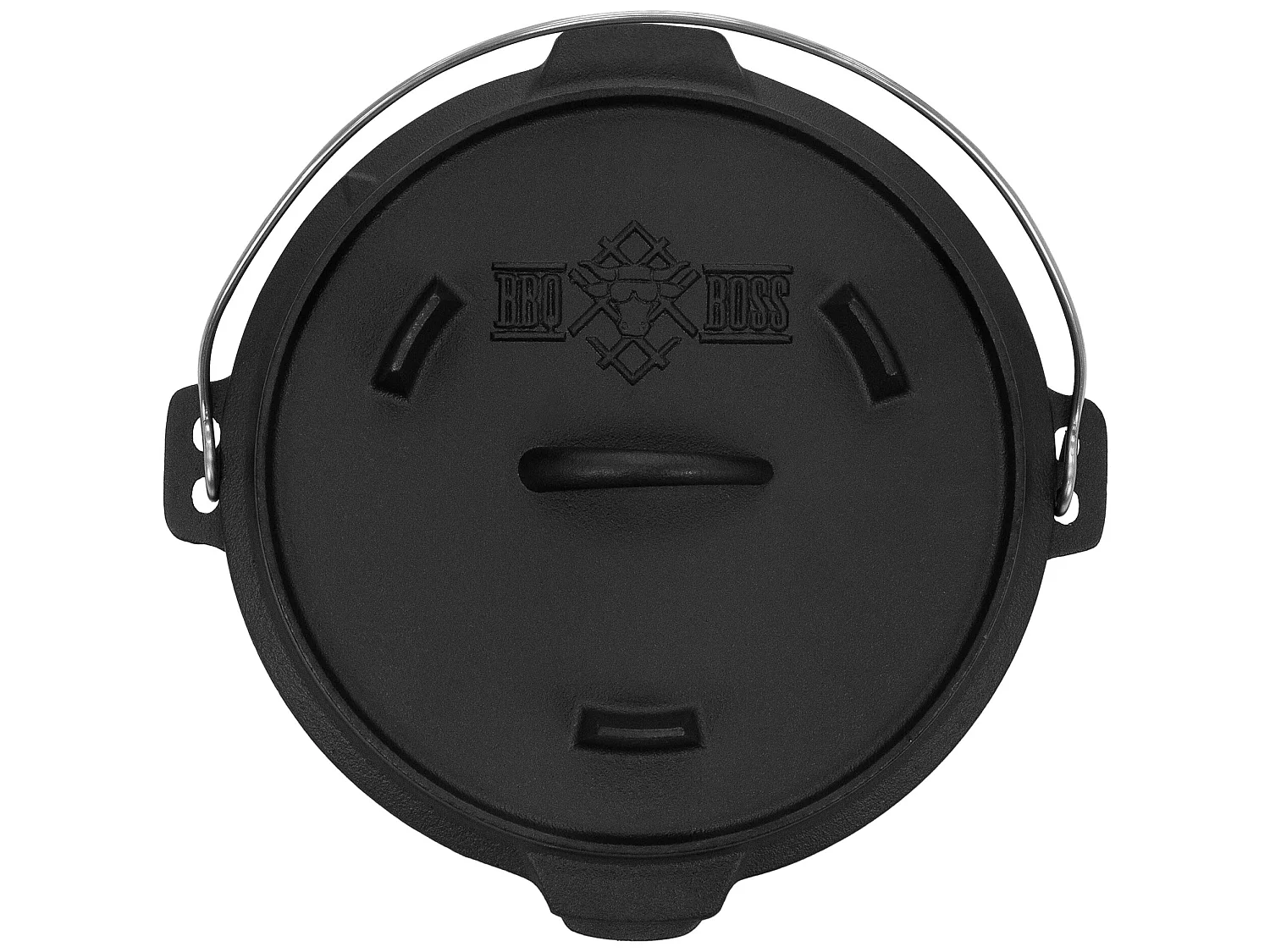 Juego de horno holandés BBQ de 4,2 L de hierro fundido negro con levantador de tapa y salvamanteles para barbacoa#BOSS