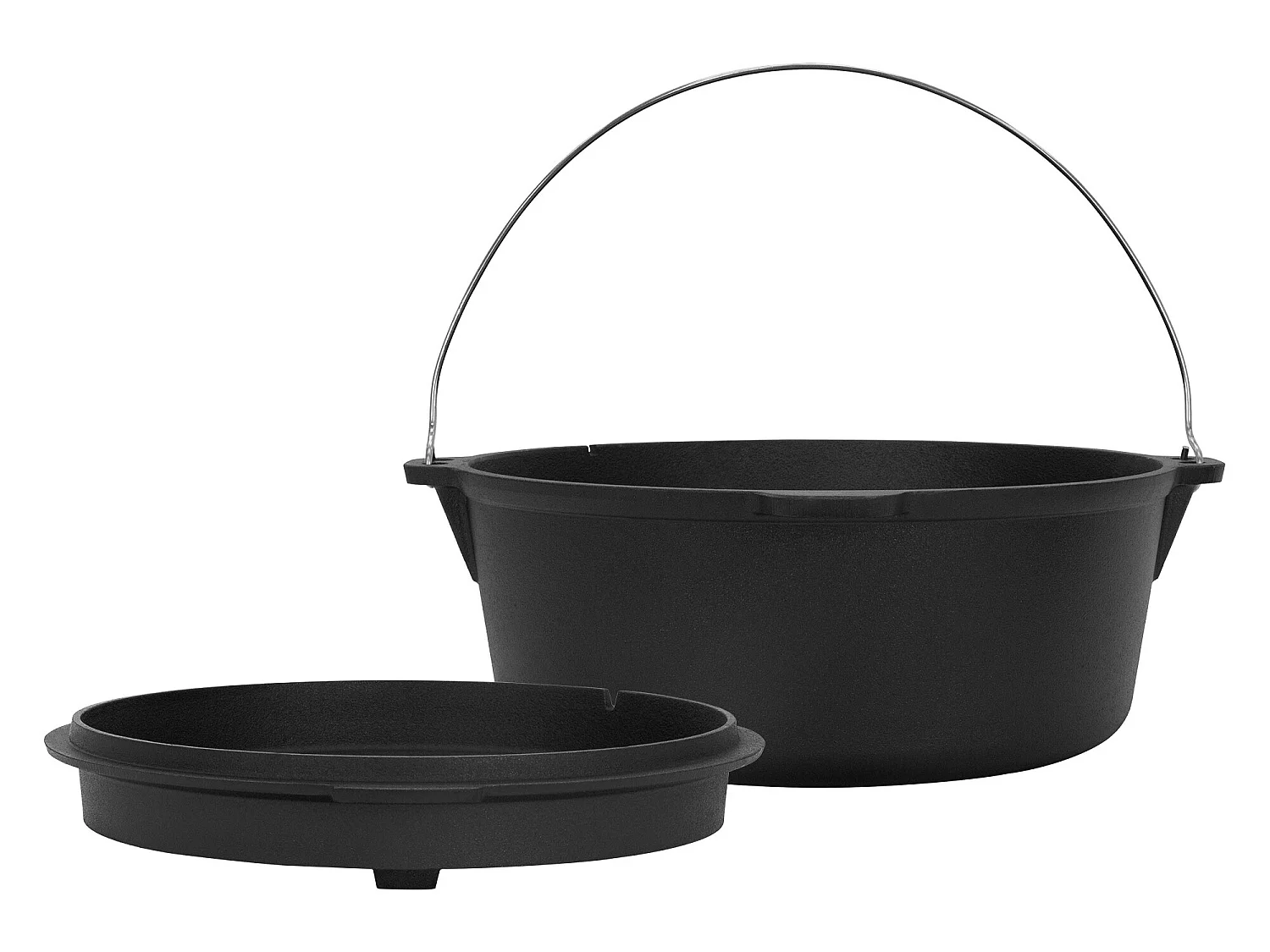 Set da forno olandese per barbecue in ghisa nera da 13,6 litri con alzacoperchio e sottopentola per barbecue#BOSS