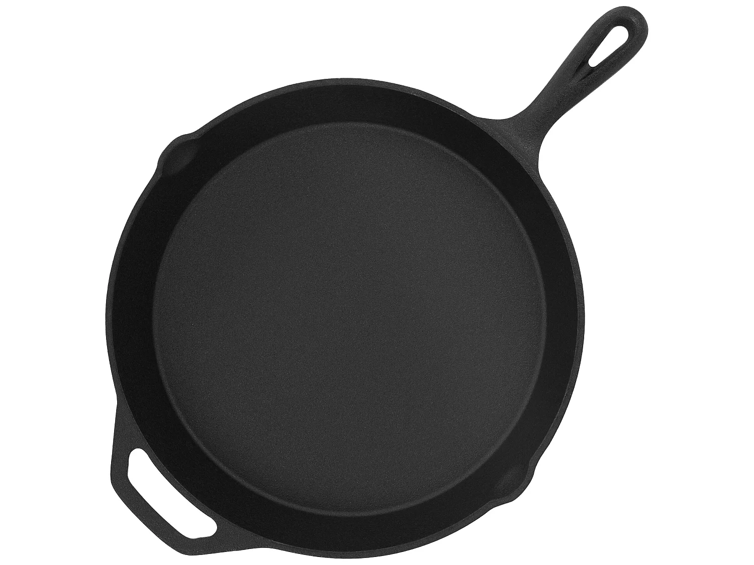 Sartén de hierro fundido con doble asa y mango. Pico vertedor para camping y exteriores Ø31 cm Negro