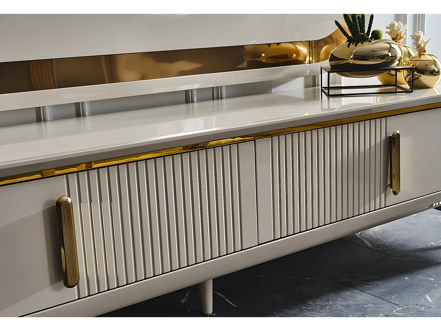 Banc TV Jaguar/Beige&Or