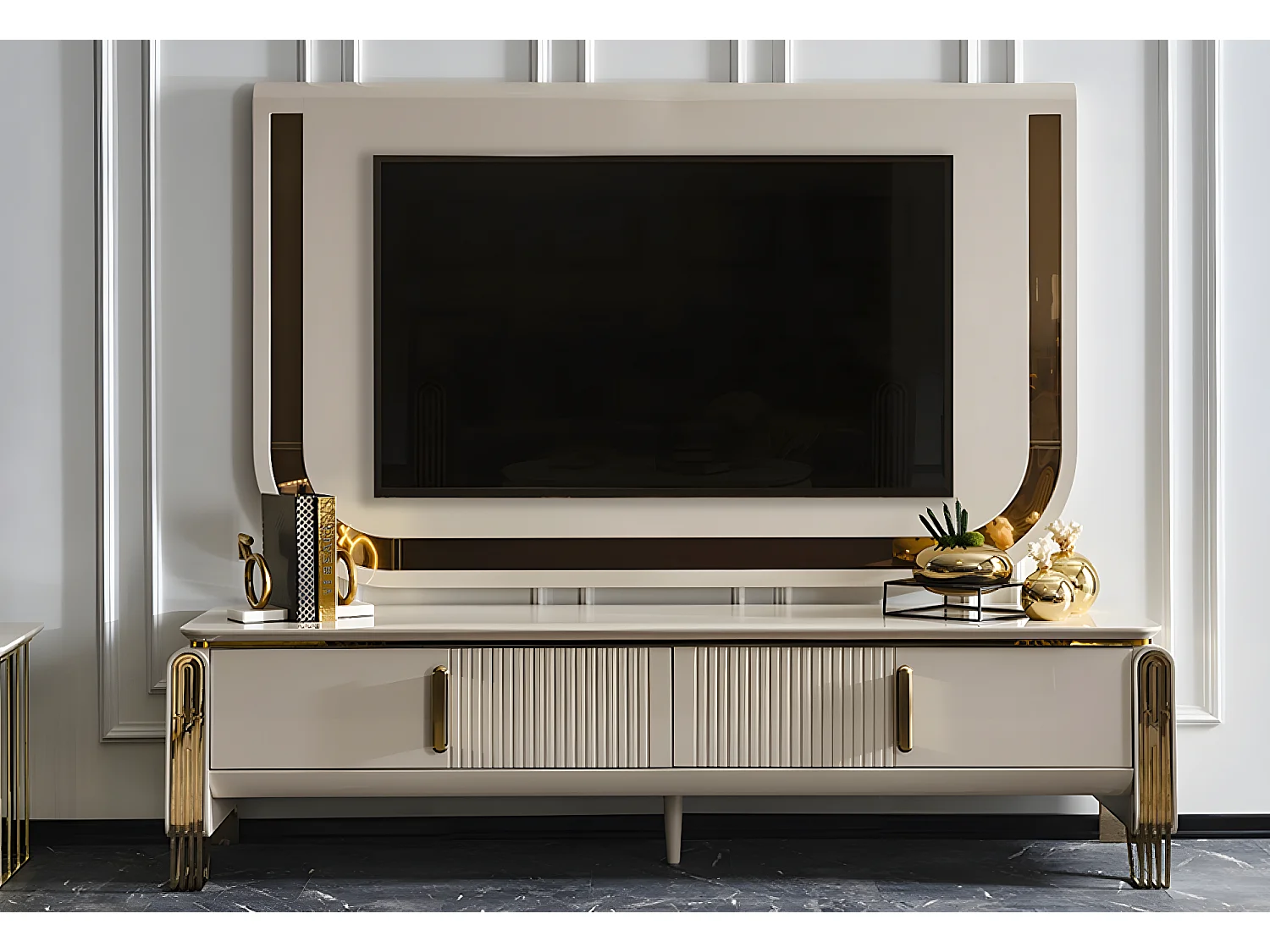 Banc TV Jaguar/Beige&Or