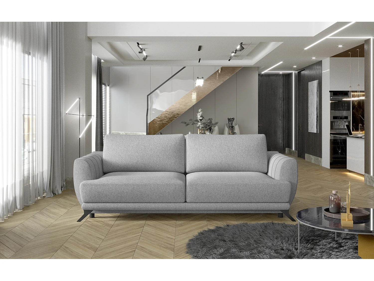 3 Pers. Couch Livano/Stoffbezug/Grau