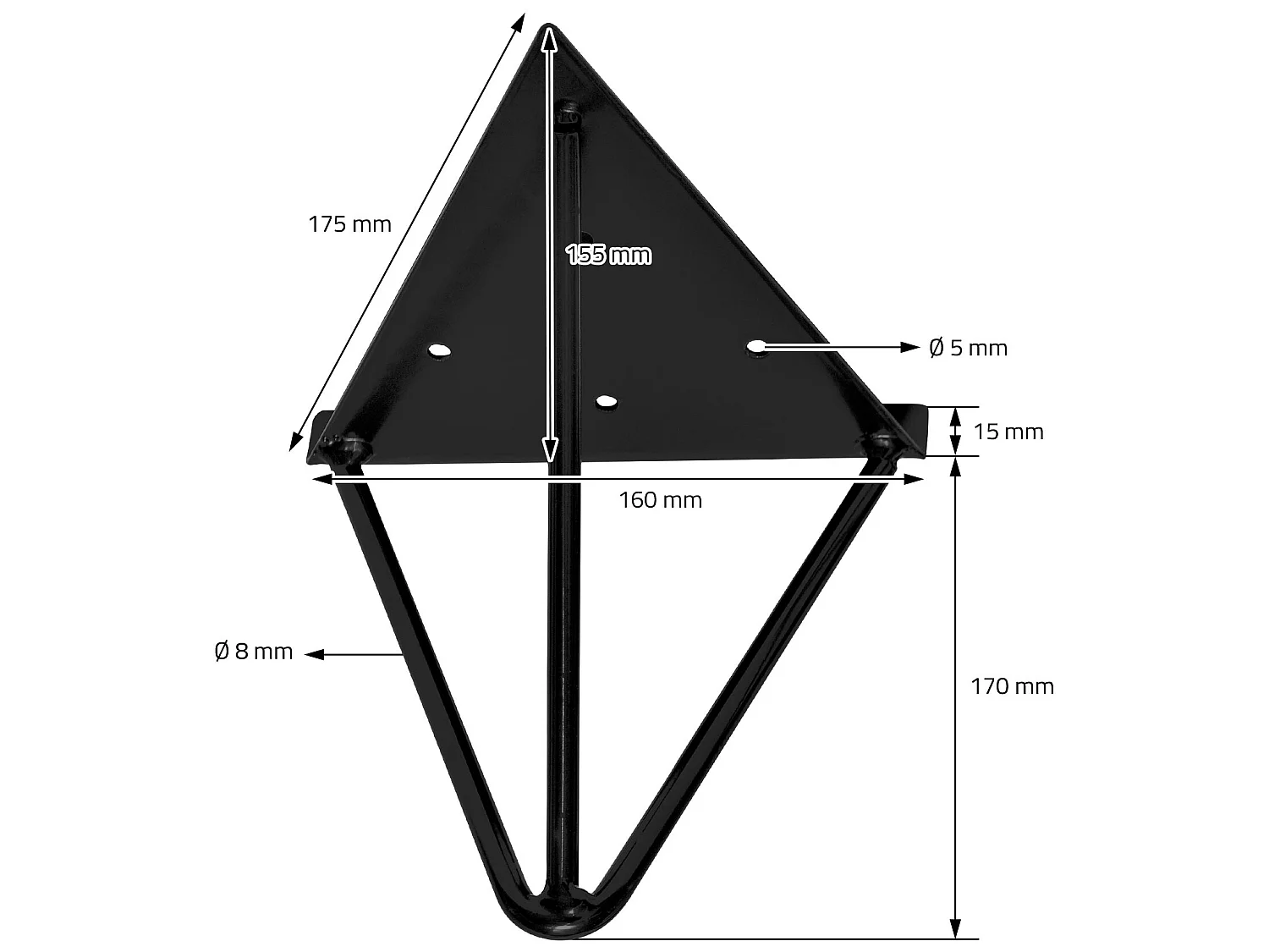 Reggimensola triangolare 2 pezzi 16x15,5x17 cm Metallo nero ML-Design