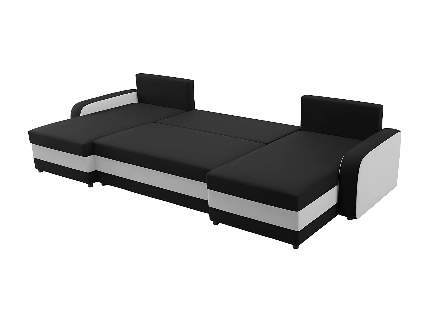 Canapé d'angle en U CHRIS convertible gris et noir