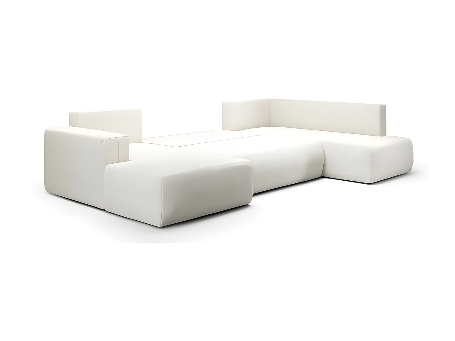Canapé d'angle panoramique convertible LETTO en U blanc angle droit