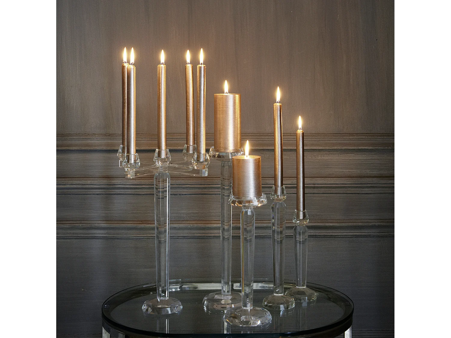 Bougie Stripes S - Argenté