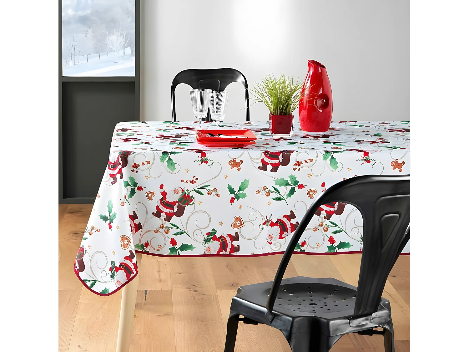 Nappe Imprimé "Père Noël" 150x240cm Blanc