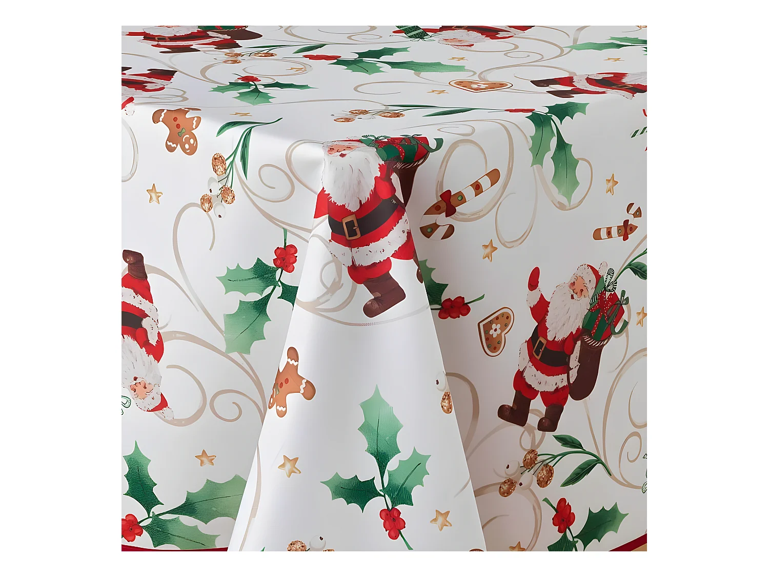 Nappe Imprimé "Père Noël" 150x300cm Blanc