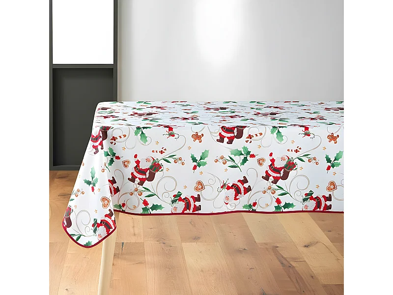 Nappe Imprimé "Père Noël" 150x300cm Blanc