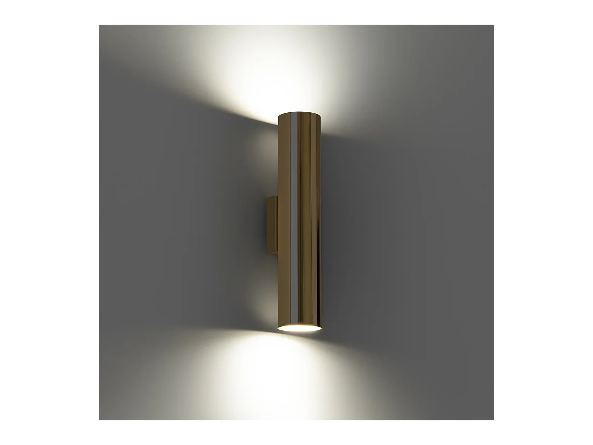 Appliques Lagos Moderne En Acier - 2 Sources Lumineuses - L.6 X H.30 Cm - Éclat Doré