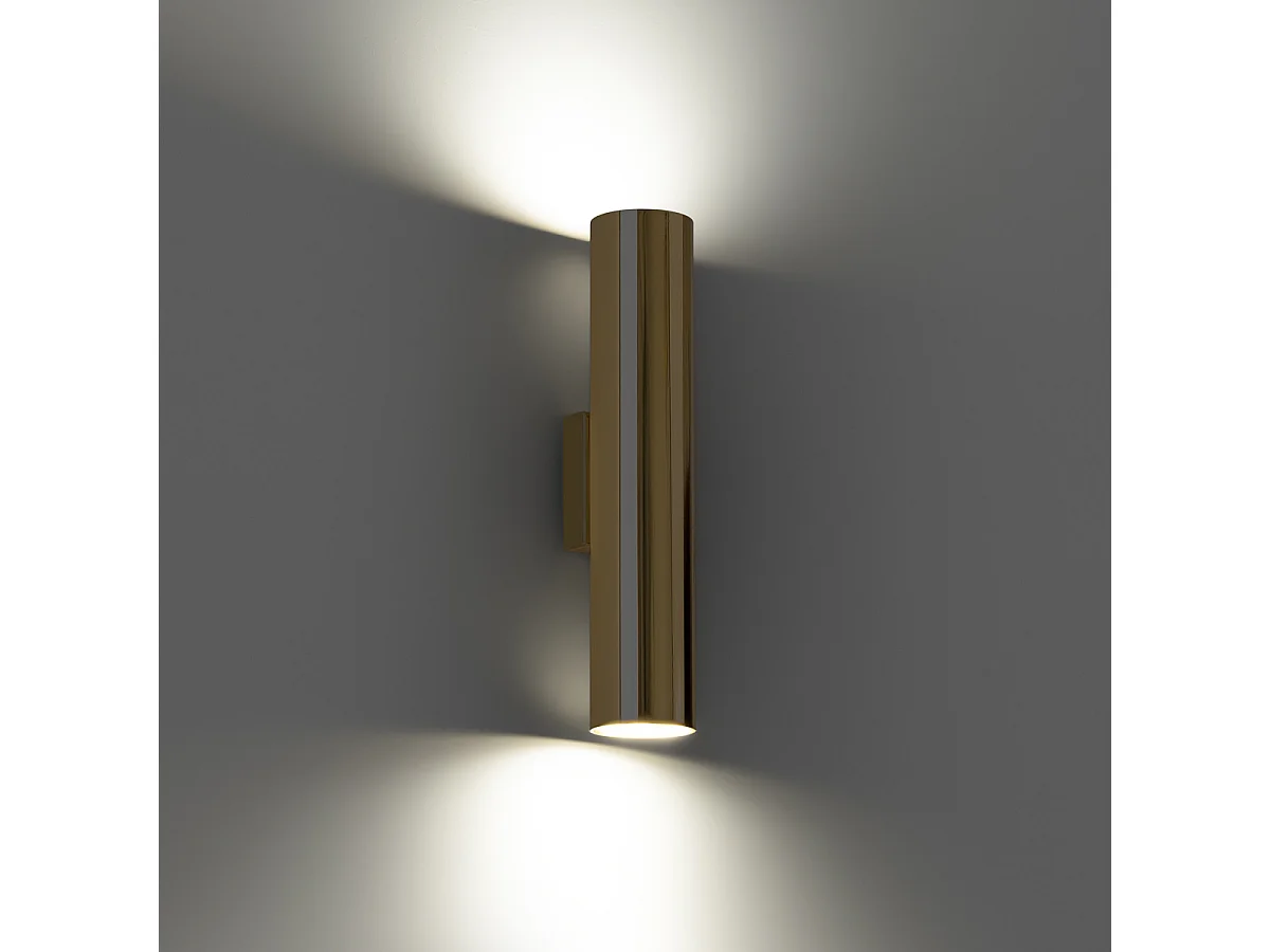 Applique Lagos Moderne En Acier - 2 Sources Lumineuses - L.6 X H.30 Cm - Éclat Doré