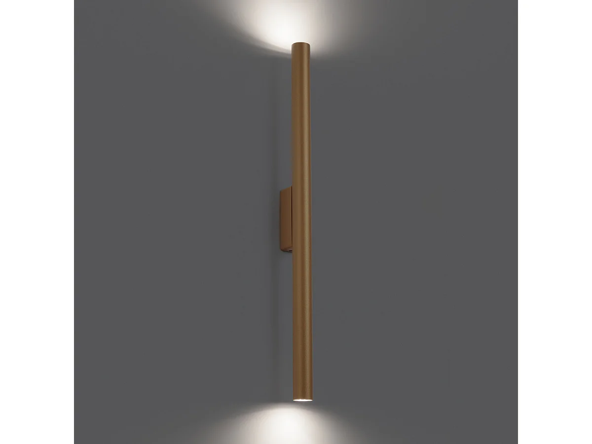 Lámpara de pared PASTELO moderno de acero - 2 fuentes luminosas - L.2,5 x A.50 cm - dorado