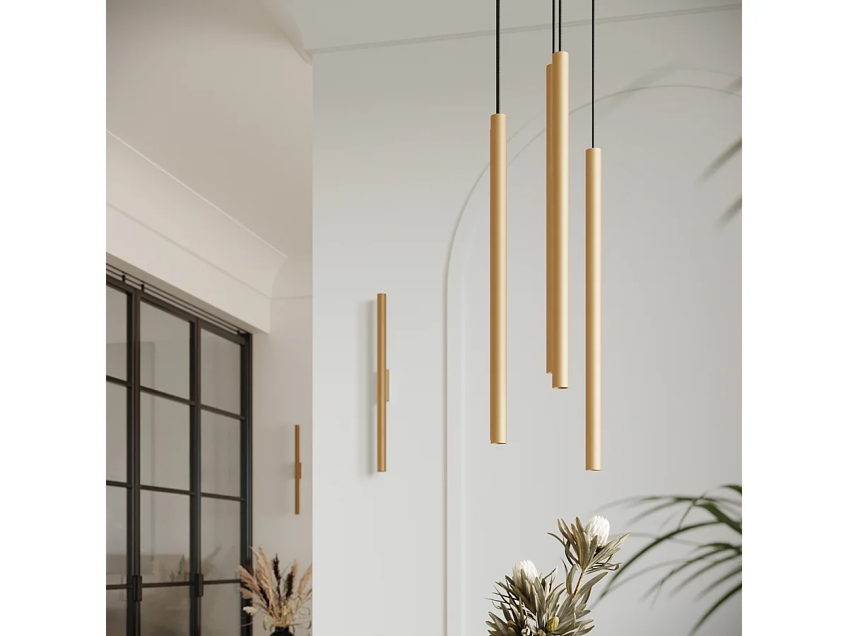 Lámpara de pared PASTELO moderno de acero - 2 fuentes luminosas - L.2,5 x A.50 cm - dorado