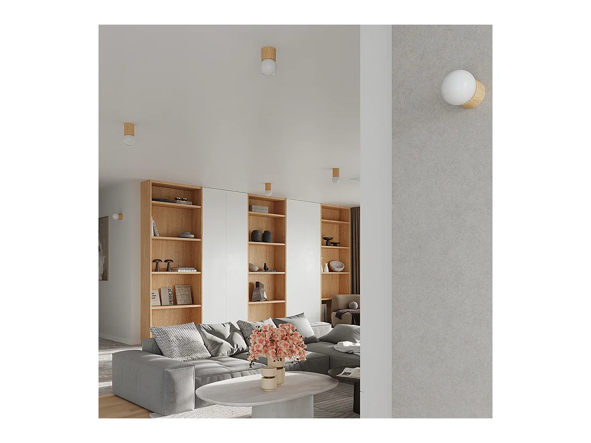 Lámparas De Pared Boomo Moderno De Madera - 1 Fuentes Luminosas - L.12 X A.12 Cm - Madera Natural