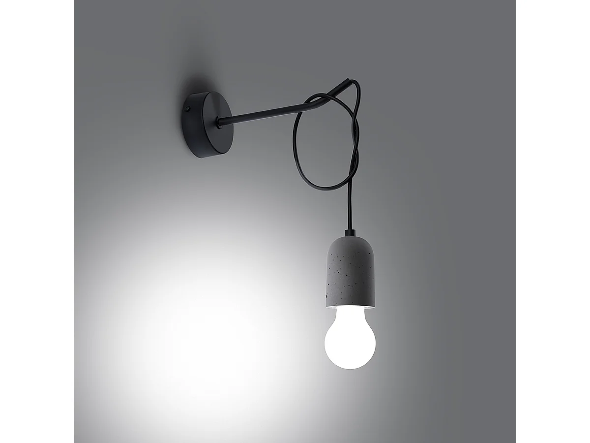 Lámparas De Pared Neso Minimalista De Pvc/Hormigón - 1 Fuentes Luminosas - L.8 X A.50 Cm - Gris Negro