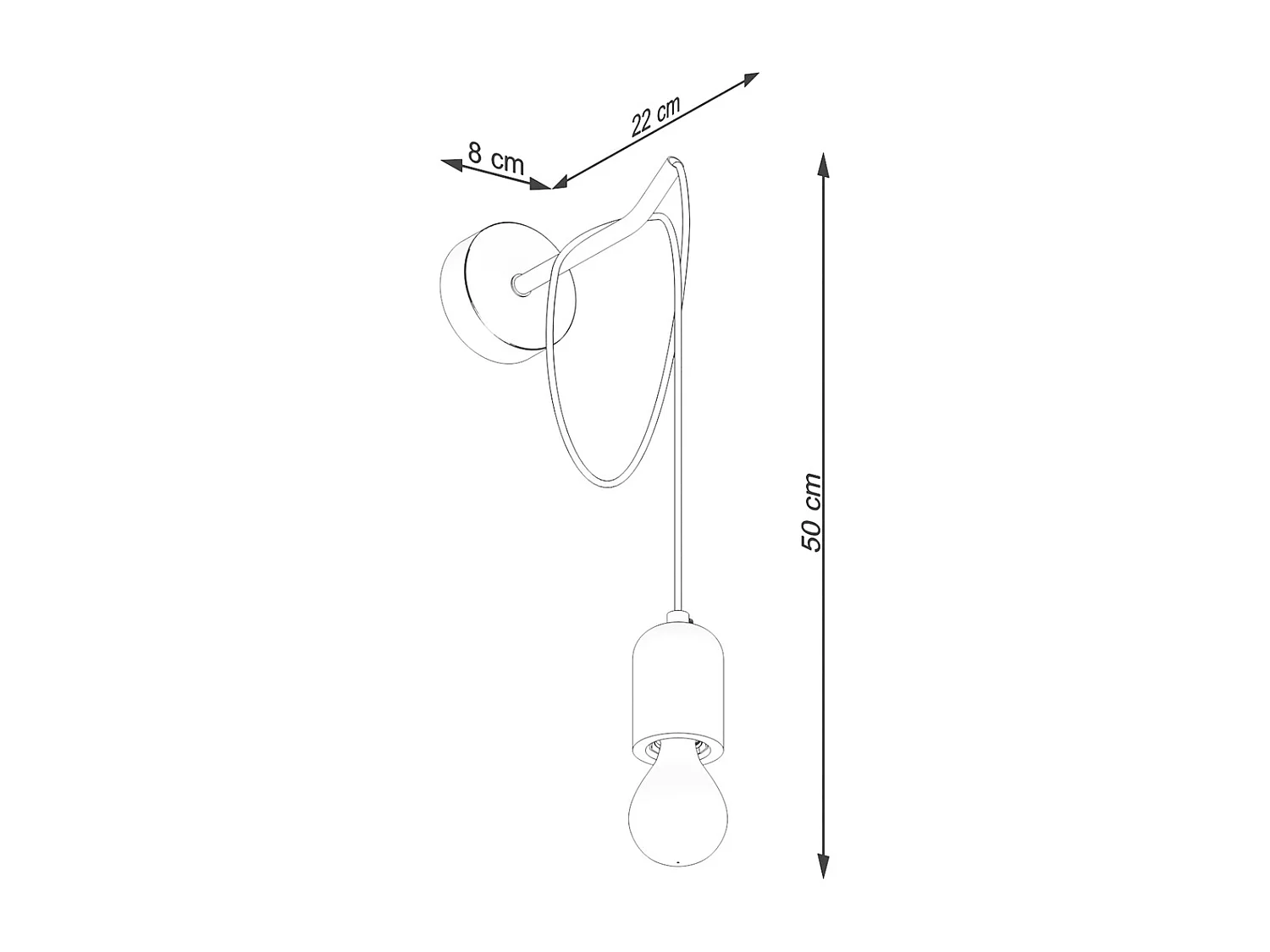 Lámparas De Pared Neso Minimalista De Pvc/Hormigón - 1 Fuentes Luminosas - L.8 X A.50 Cm - Gris Negro