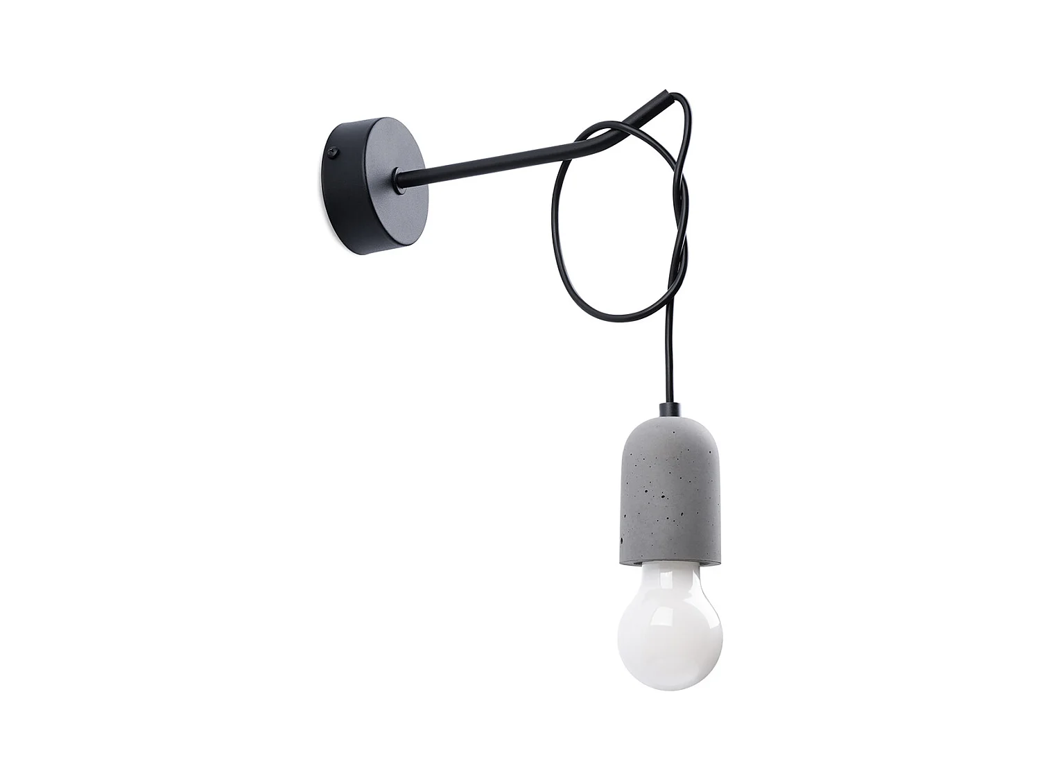 Appliques Neso Minimaliste En Pvc/Béton - 1 Sources Lumineuses - L.8 X H.50 Cm - Gris Noir