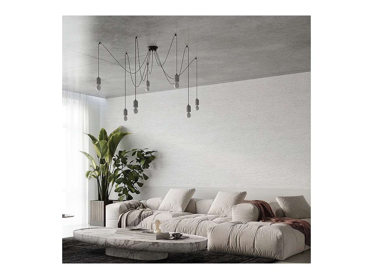 Kinkiety Minimalistyczny Neso, Pvc /Beton - 1 Źródło - L.8 X H.50 Cm - Szary/Czarny