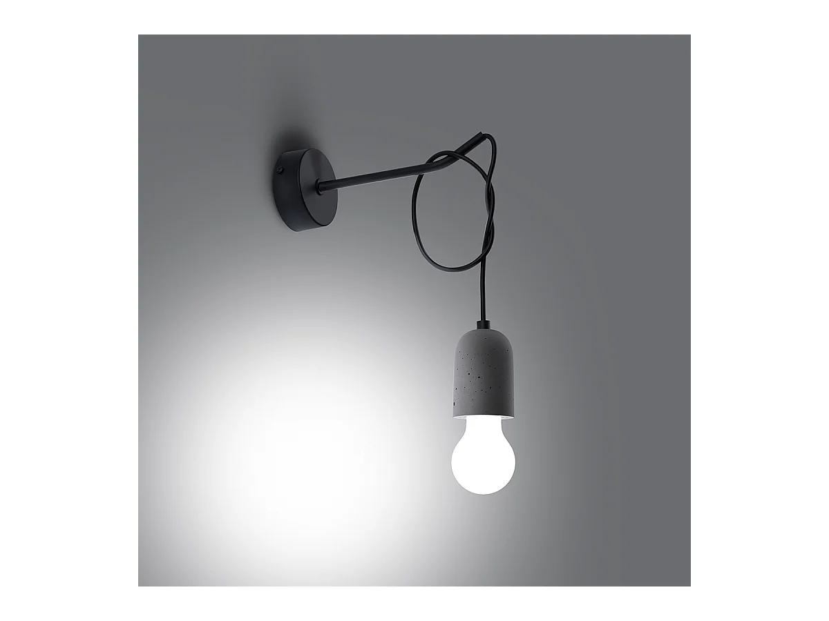 Kinkiety Minimalistyczny Neso, Pvc /Beton - 1 Źródło - L.8 X H.50 Cm - Szary/Czarny