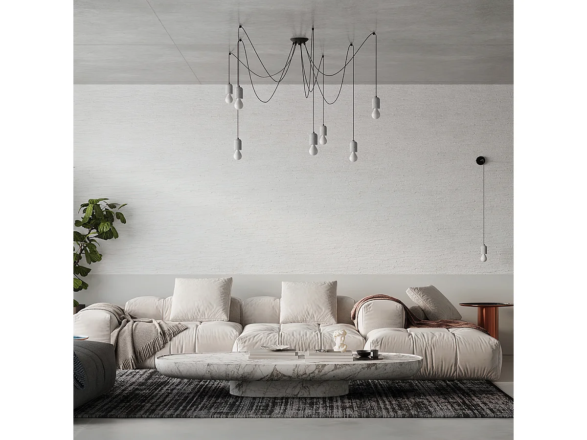 Appliques Neso Minimaliste En Pvc/Béton - 1 Sources Lumineuses - L.8 X H.50 Cm - Gris Noir