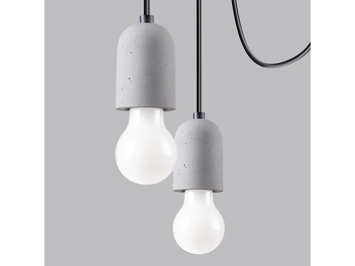 Lustres Neso Minimaliste En Pvc/Béton - 5 Sources Lumineuses - L.100 X H.190 Cm - Gris Noir