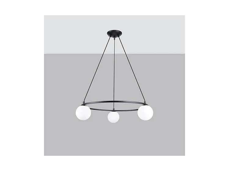 Lustres Yoli Moderne En Acier/Verre - 3 Sources Lumineuses - L.65 X H.98 Cm - Noir