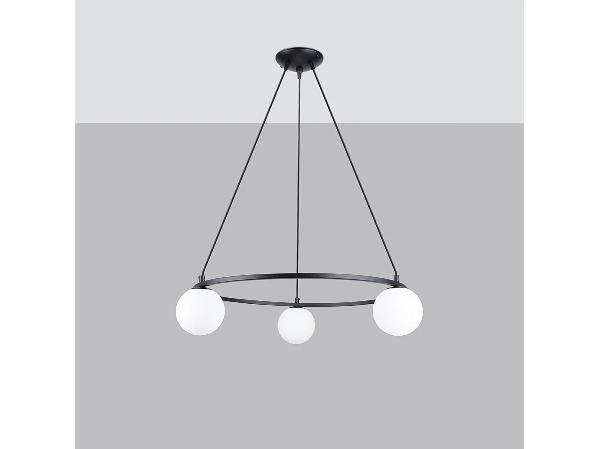 Candelabro YOLI moderno de acero/vidrio - 3 fuentes luminosas - L.65 x A.98 cm - negro