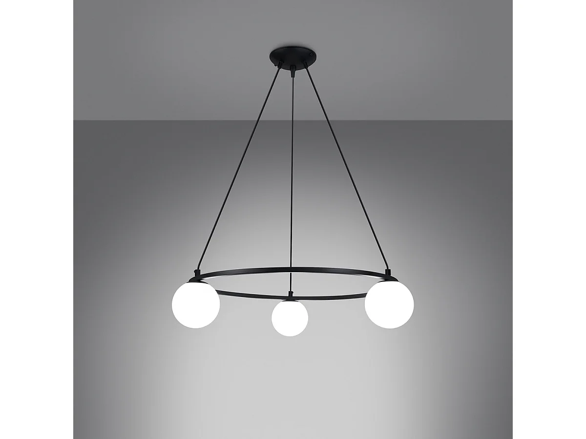 Candelabro YOLI moderno de acero/vidrio - 3 fuentes luminosas - L.65 x A.98 cm - negro