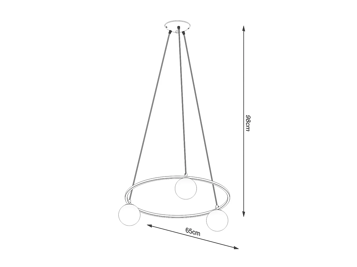 Candelabro YOLI moderno de acero/vidrio - 3 fuentes luminosas - L.65 x A.98 cm - negro
