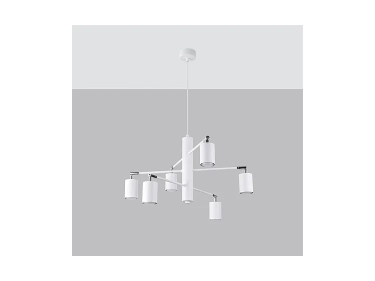 Lustres Lemmi Moderne En Acier - 6 Sources Lumineuses - L.77 X H.125 Cm - Blanc