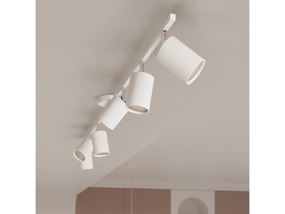 Lampadario LEMMI moderno di acciaio - 6 sorgenti luminose - L.77 x A.125 cm - bianco