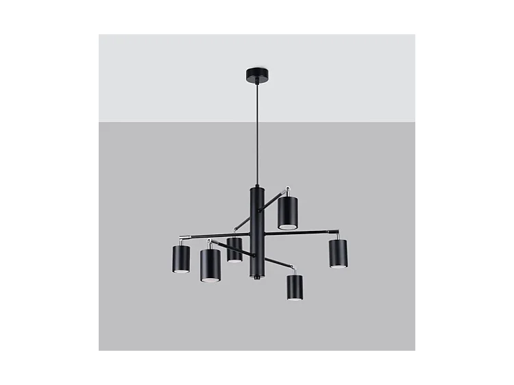 Lustres Lemmi Moderne En Acier - 6 Sources Lumineuses - L.77 X H.125 Cm - Noir