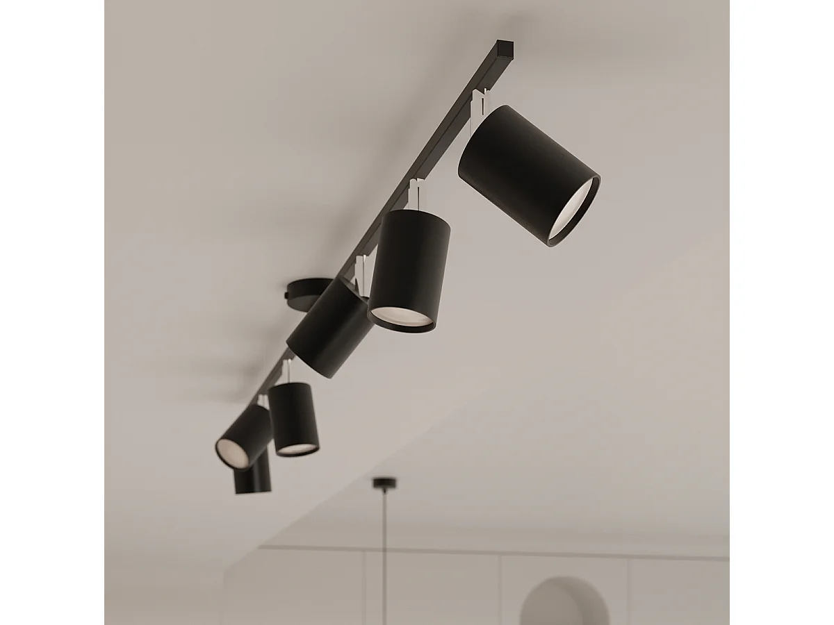 Lustre LEMMI moderno, aço - 6 lichtbronnen - L.77 x H.125 cm - preto