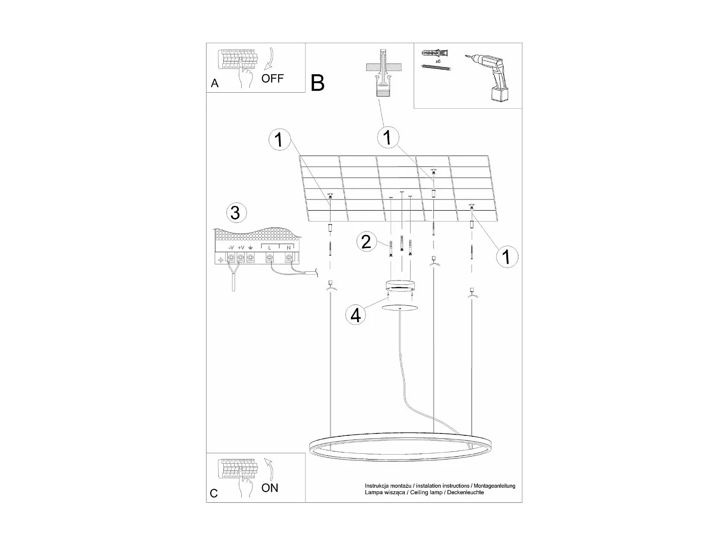 Żyrandol ODA 80 czarny LED 4000K